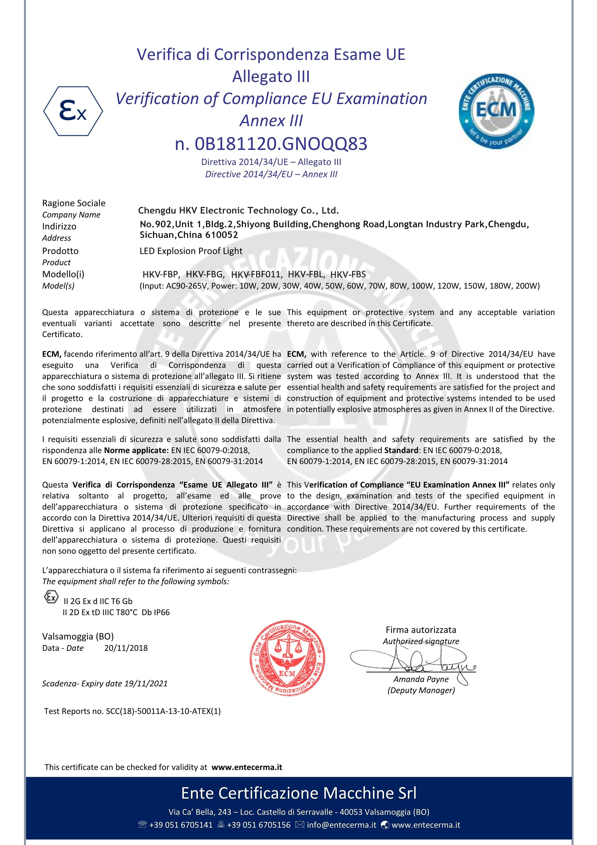 China Chengdu HKV Electronic Technology Co., Ltd. Certificaciones